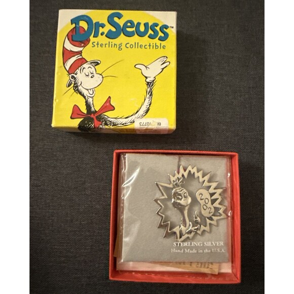 Hand & Hammer 2002 Dr Seuss Grinch Sterling Silver Christmas Ornament Rare! - Picture 1 of 14